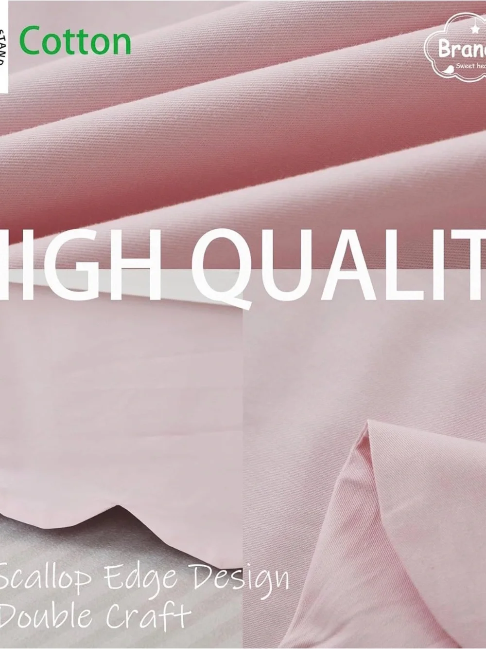 Soft Pink Baby Crib BED SKIRT scalloped and